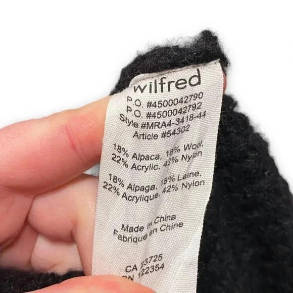 Aritzia Wilfred Alpaca Wool Blend Black Cowl Neck Boucle Sweater Dress Size M - Picture 7 of 7